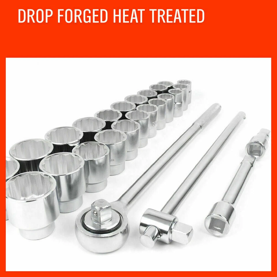 27Pcs Heavy Duty Socket Wrench Set 3/4" Drive Metric & Imperial Extension Case - image 3 of 4