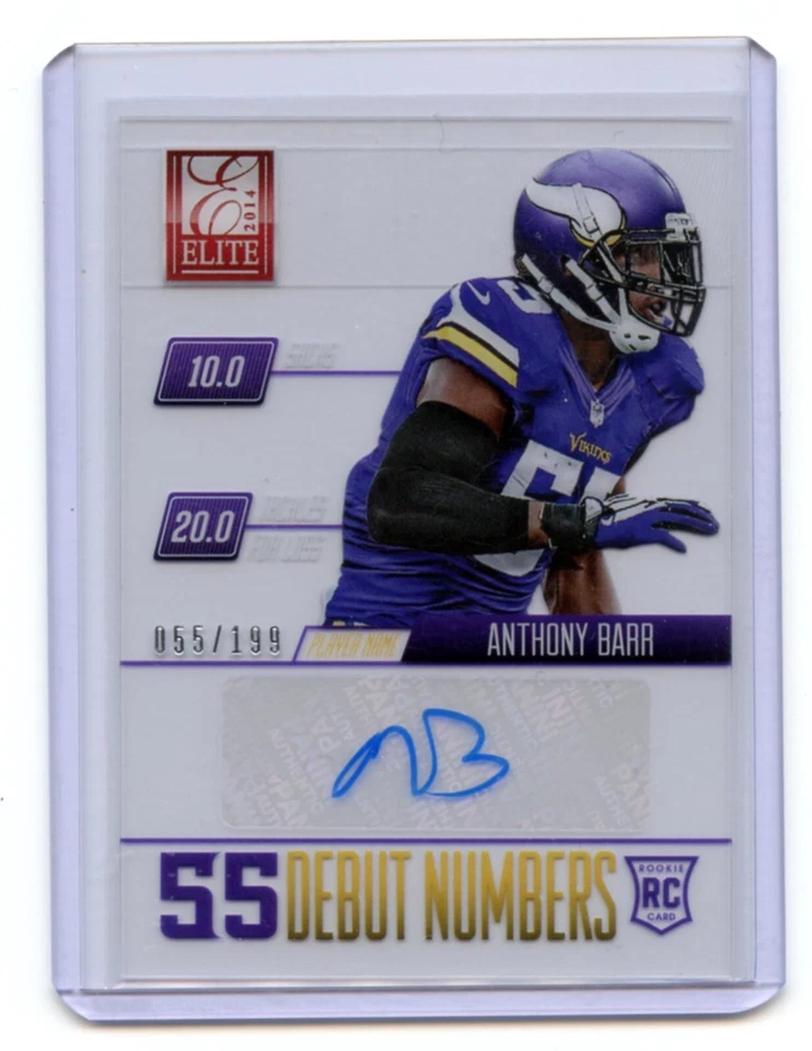 2014 Panini Elite Debut Numbers Signatures Anthony Barr #AB ~ Vikings NM 55/199 - Image 3 of 3