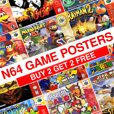 Retro Classic Nintendo 64 Spiele Poster Druck Bild Geschenk Vintage Zuhause Schlafzimmer