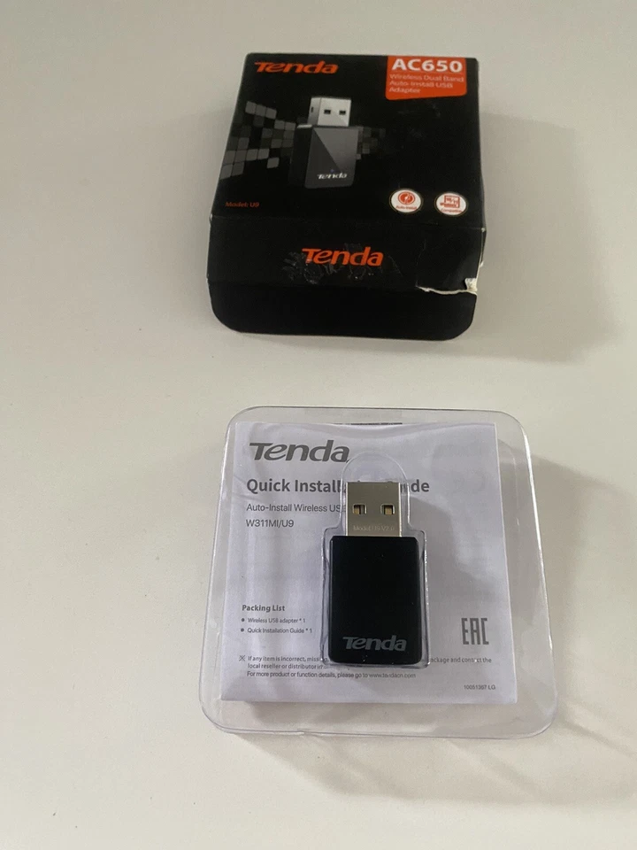 Tenda U9 AC650 Wireless Dual Band Auto-Install USB Adapter 2G 200Mbps 5G 433Mbps - Image 2 of 2