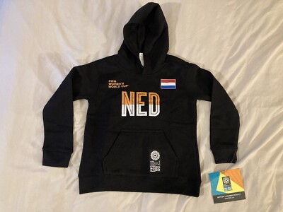 Netherlands FIFA Women World Cup Soccer Youth Medium 5/6 Black Hoodie AUNZ 2023
