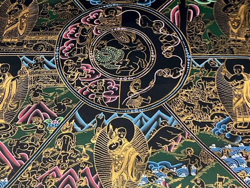 Rare Large Original Hand painted Tibetan wheel of life thangka Buddha Painting - Picture 6 of 7