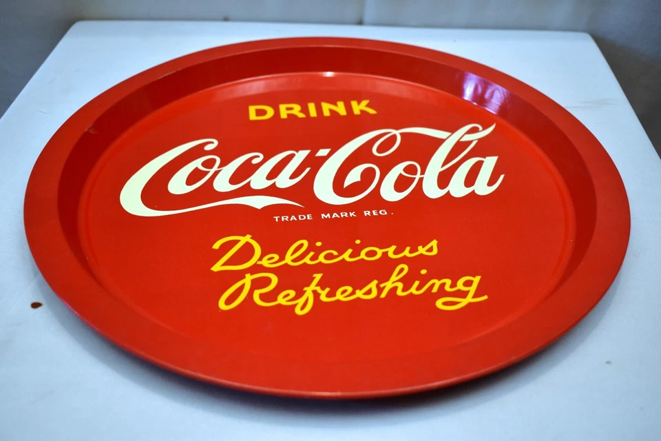 Vintage Coca Cola Werbetray Rot Farbe Metall Lecker Erfrischendes Getränk "2 - Bild 3 von 4