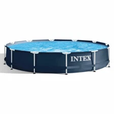 Intex 28211ST Metal Frame Round Above Ground Swimming Pool with Pump - Navy Blue