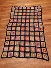 Hand crochet granny square blanket afghan throw 41x64 Black trim 96 squares — photo 4