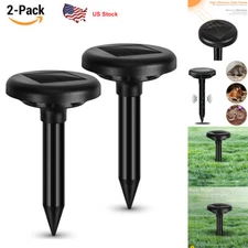 2x Solar Power Ultrasonic Pest Repellers Animal Mouse Gopher Rat Snake Repellent