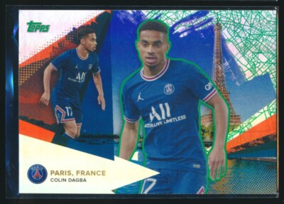 2021 Topps Paris Saint-Germain Team Set Our City Neon Green Foil /99 Colin Dagba