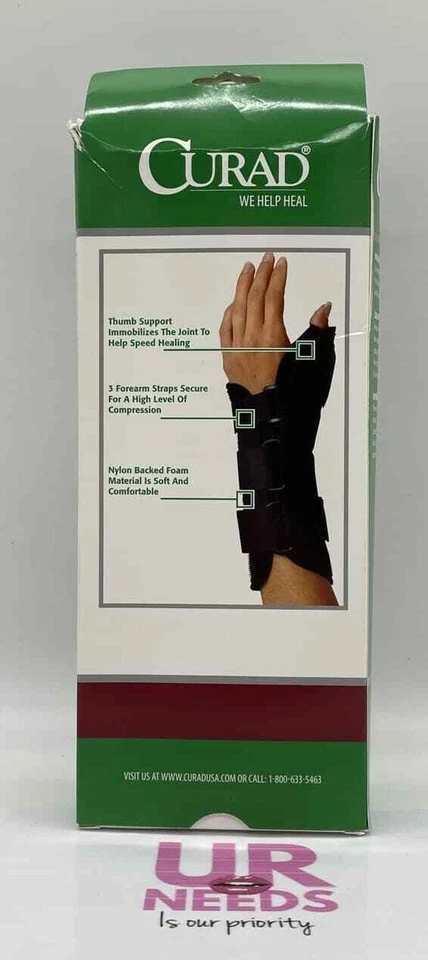 Férula de muñeca y antebrazo Medline Curad con pulgar abducido izquierdo grande Foto 3 de 4