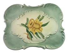 Hand Painted Daffodil Toleware Tray 9 1/2 X 7 1/2 Vintage