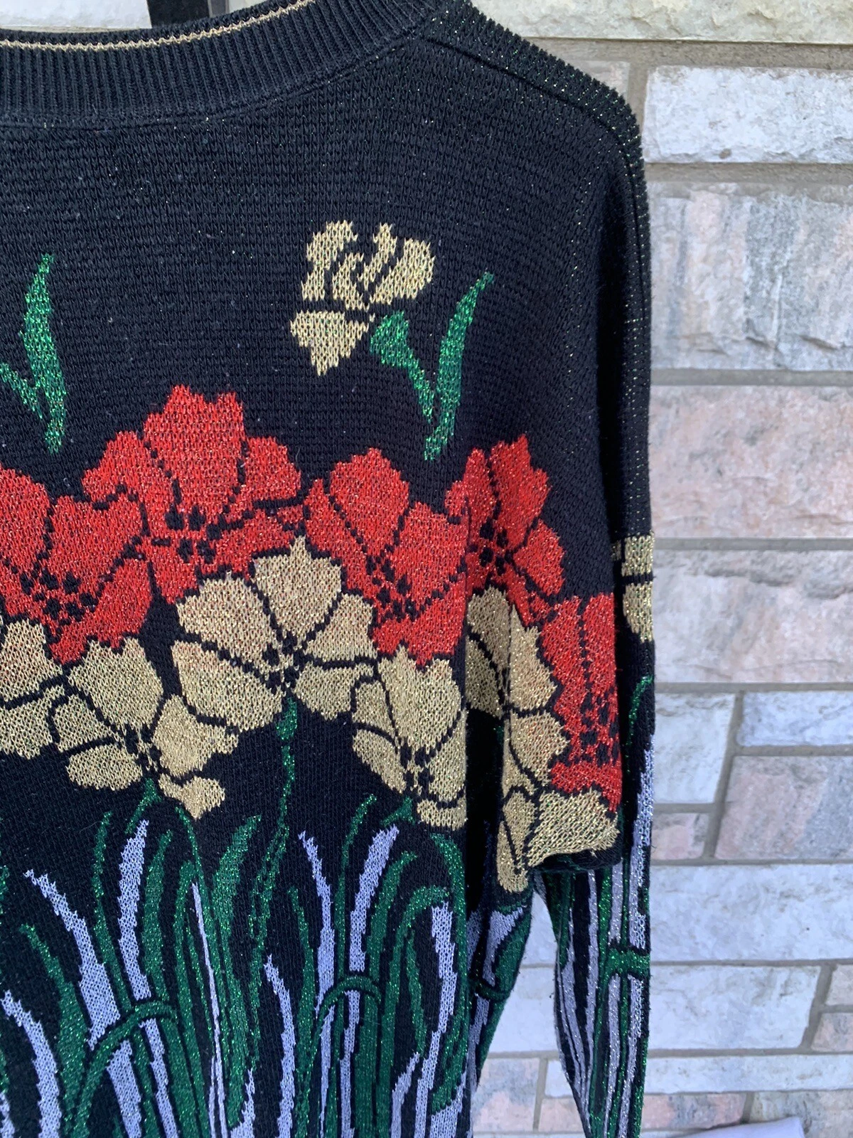 Nutcracker Ugly Christmas Sweater Floral Womens Plus size 2x Sparkly Lurex