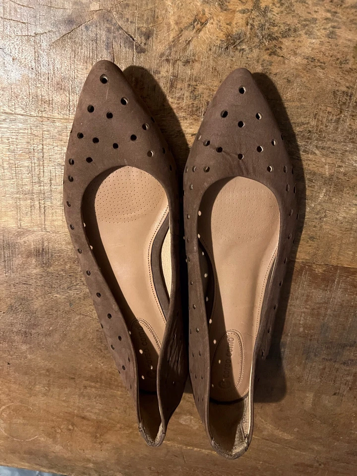 Corso Como Mujer Talla 1 Corte Puntera Punta Perforada Cuero Plano Tostado Foto 4 de 4