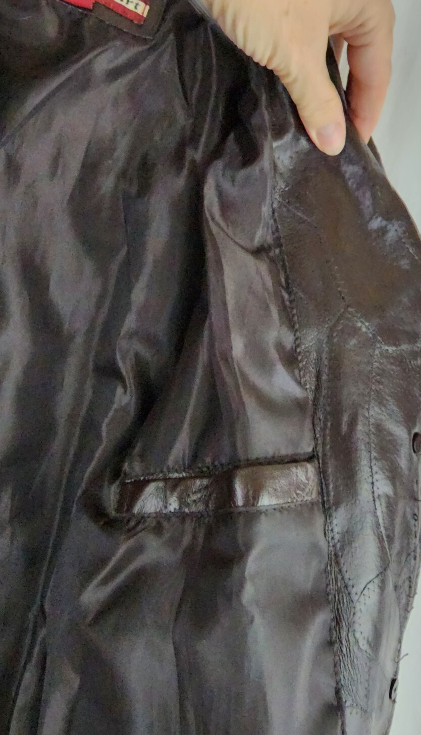 Vintage Patchwork Leather Jacket Brown Womens Lar… - image 10