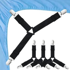 Morcheiong 4 Pieces Bed Sheet Straps Adjustable Sheet Fasteners with Sheet Cl...