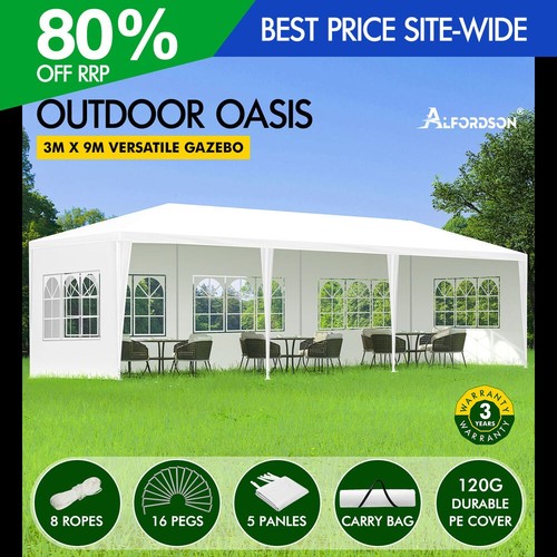 ALFORDSON Gazebo 3x9m Outdoor Wedding Camping Marquee Canopy Portable White - Picture 1 of 12