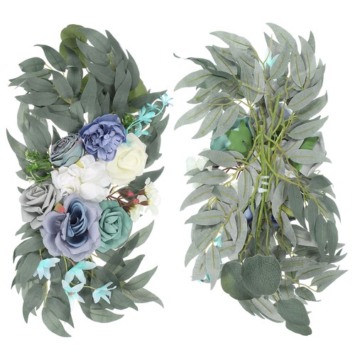 2 Piezas 26" Boda Arco Flor Seda Artificial Floral con Clip Azul - Imagen 3 de 7