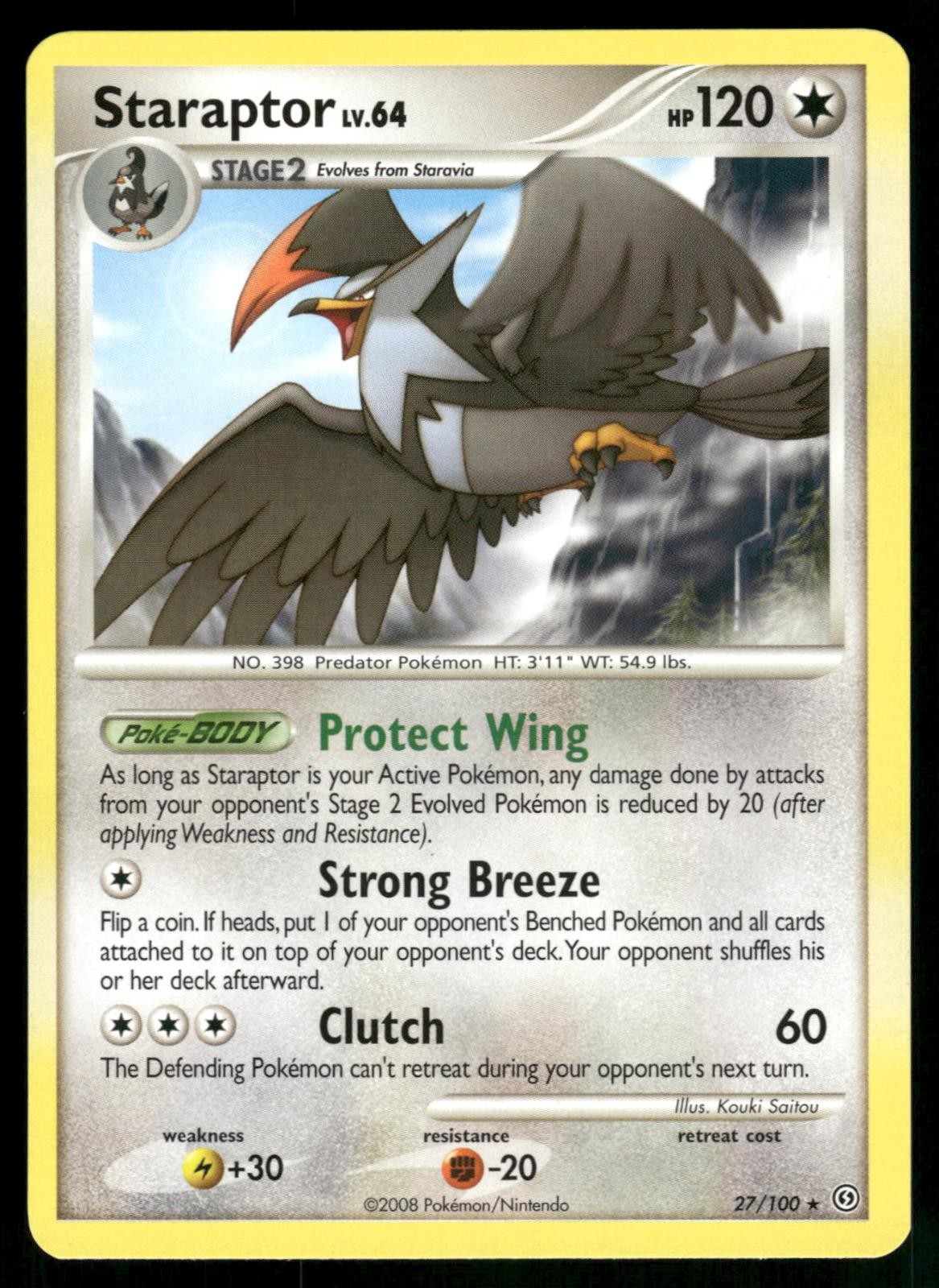 Staraptor 27/100 Rare Stormfront Pokemon Near Mint