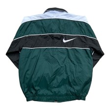 Vintage Nike Windbreaker Jacket 90s Dark Green Back Swoosh Boy  s Youth L 14-16 