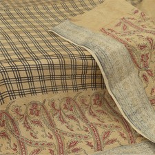 Sanskriti Vintage Brown Long Dupatta/Stole Pure Crepe Silk Printed Woven Veil