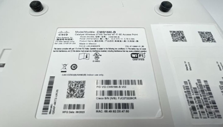 Cisco CW9166I-B Wi-Fi 6E Wireless Access Point NOB Includes