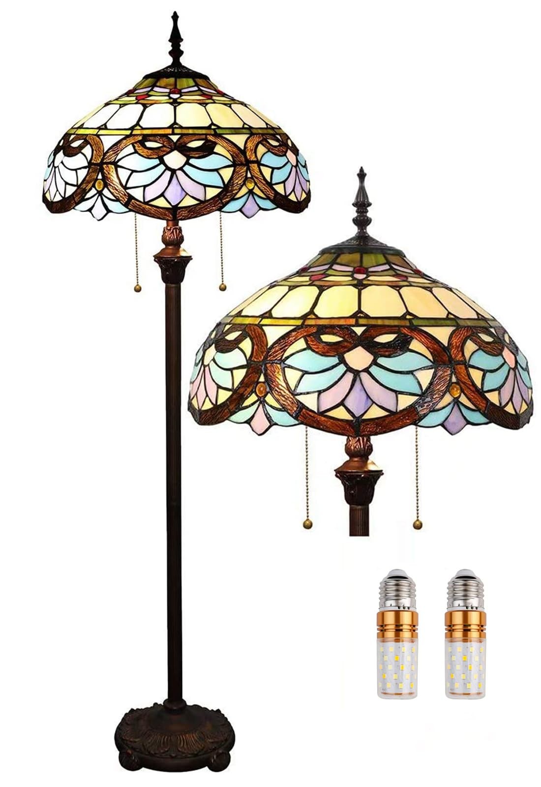 Lampe sur pied Tiffany design vintage en verre d'art haut de gamme