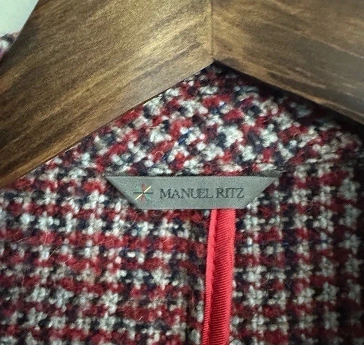 Manuel Ritz Red and Blue Wool Topcoat US L - Image 3 of 4