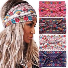 Boho Wide Headbands Stretch Knotted Hairbands Elastic Turban Head Bands Flora...
