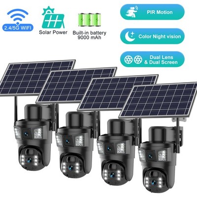4PCS 4K 8MP Dual-Lens WiFi IP Camera Wireless Outdoor CCTV PTZ Home Security Cam