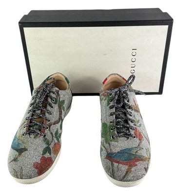 GUCCI 449985 Sparkle Tian Bird Silk Men's Sneakers Made in Italy 10-10.5US