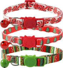 3 Pack Breakaway Cat Collar with Bell for Christmas,Puppy Holiday Collars