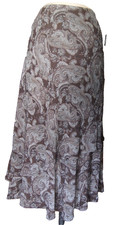 Liz Claiborne Silk Layered Skirt Brown Paisley Maxi A Line Classic Size 16