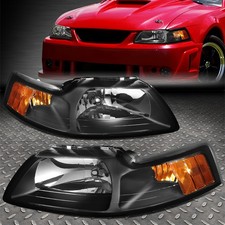 For 99-04 Ford Mustang Black Housing Amber Corner Headlight Replacement Lamps For 99-04 Ford Mustang Black Housing Amber Corner Headlight Replacement Lamps
