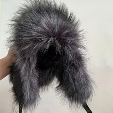 Mens Plush Full Fluffy Faux Fur Raccoon Hat Faux Fur Raccoon Hat Warm