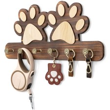 Farmhouse Key Holder for Wall - Decorative Dog Leash Hanger Wall Mounted and ...