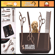 4-Piece Dog Grooming Scissors Set - Curved, Straight  Thinning Shears Kit