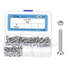 100Pcs M4-0.7 x 30mm Flat Hex Head Socket Cap Screws Bolts Nuts Kit