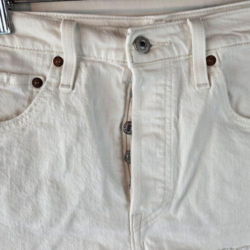 Levi’s 501 pantaloncino donna 28 bianco denim vita alta bottoni fly cutoff invecchiato - Foto 2 di 9