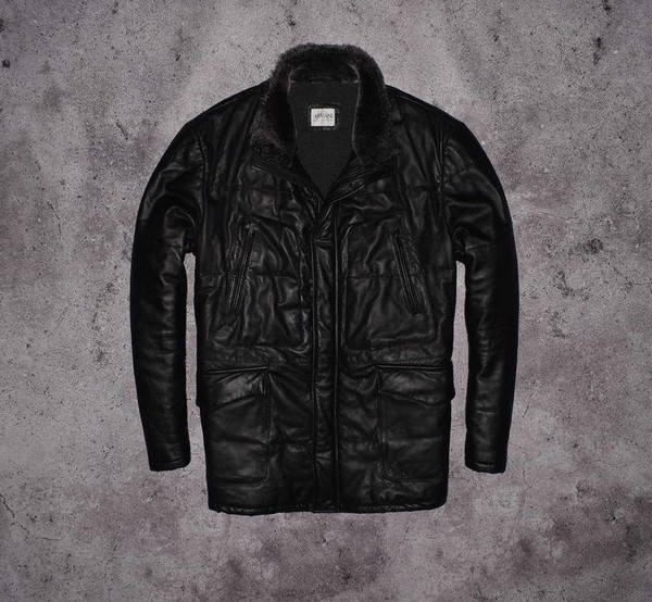 Herren Armani Collezioni Jacke Schwarz Leder 42 / XL