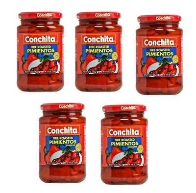 5 Pack Conchita Foods Fire Roasted Pimientos Whole Red Peppers 12 oz Glass Jars