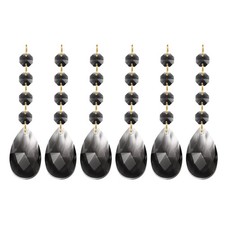Teardrop Crystal Chandelier, 6 Pack 120mm Length Prisms Part Light Black