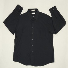 VTG Pierre Cardin Black Dress Shirt Rayon Blend Tailored in Korea Men 16.5 32/33
