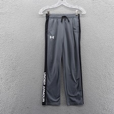 Under Armour Boys Brawler Track Pants Gray Black Athletic Youth Small NEW