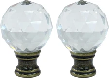 Diamond Crystal Glass Lamp Finials, Clear Lamp Shade Top Screw Cap Knob for D...