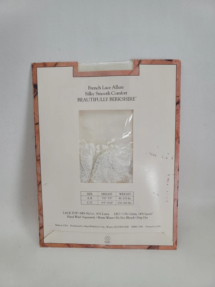 Berkshire Romantic Thigh High Lace Top Bridal White Stockings Size A B 1563 - Image 4 of 4