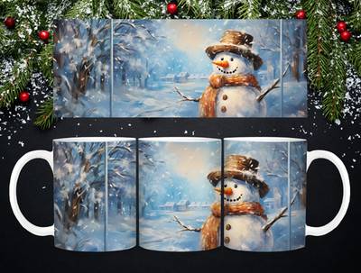 Schneemann Winterwald Tasse 11 Unzen Weihnachten Kaffeetasse Weihnachtsgeschenk Schneeszene