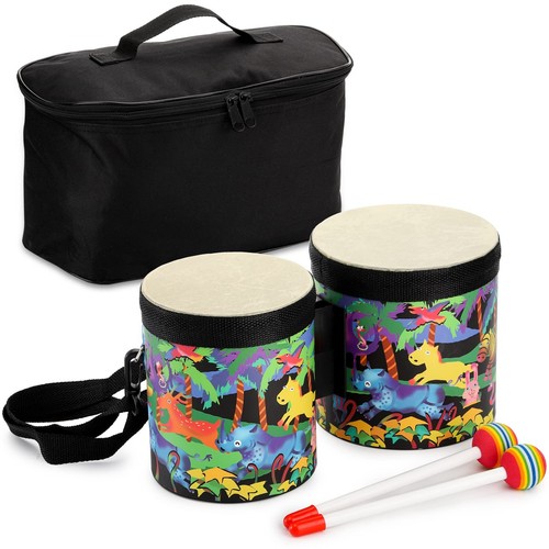 5" and 6" Bongo Drum with Storage Bag and Mallets, Hand Drum Kids Drum Set Pe...