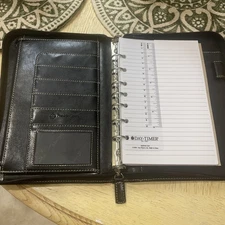 Vtg Day-Timer Faux Leather Binder Planner Black 7-Ring Organizer 10.5 x 8