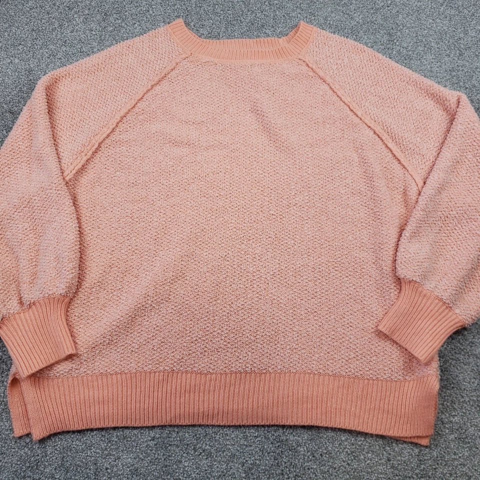 Suéter Pullover Hebilla BKE Para Mujer Manga Larga Neón Coral Nubby Talla Grande Foto 2 de 4