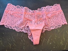 VICTORIA'S SECRET PINK Rose Lace Extra Low Rise Cheekster Coral Medium NWT