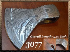 5.25" x 4.25" Custom Handmade Damascus Steel Viking Survival Hatchete Axe 3077
