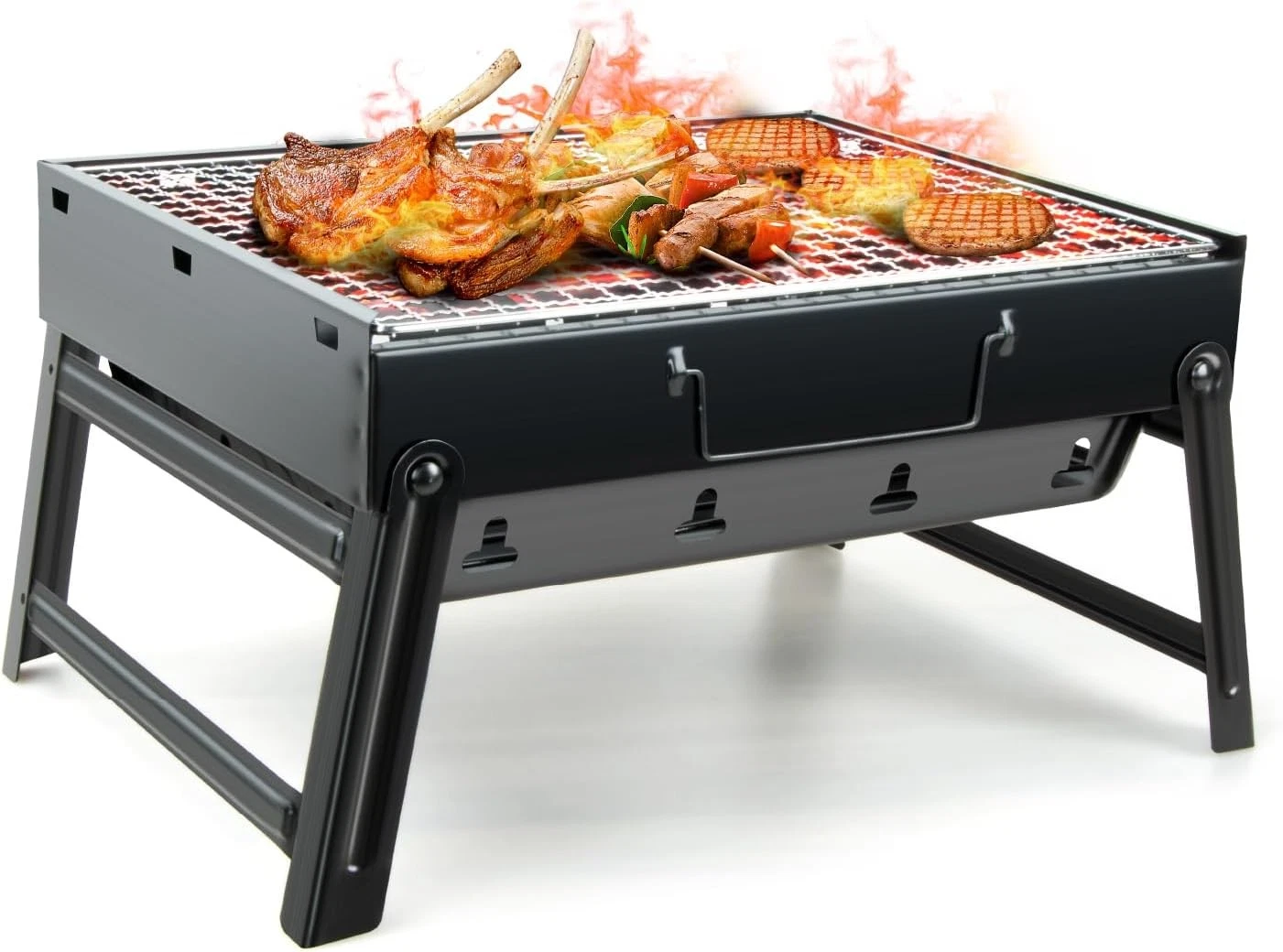 BBQ Barbecue Grill Portable Folding Charcoal Barbecue Desk Tabletop Outdoor